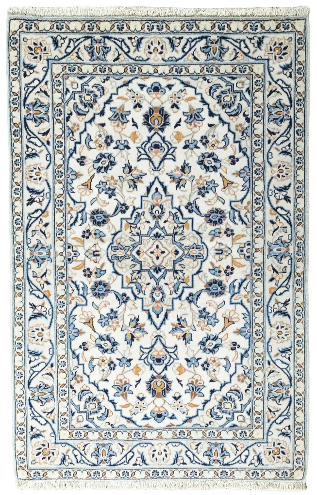 Kashan Tappeto 150x100 Beige (Iran) Annodato A Mano