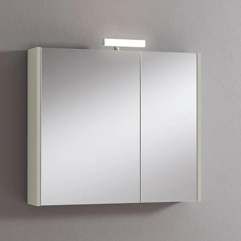 Pensile con luce Akira laccato lucido grigio nuvola L 80 x H 70 x P 15.5 cm