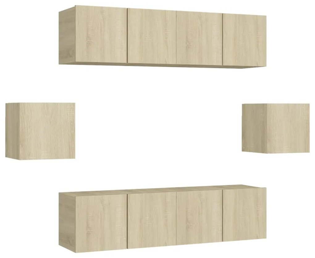 Set porta tv 6 pz rovere sonoma in truciolato