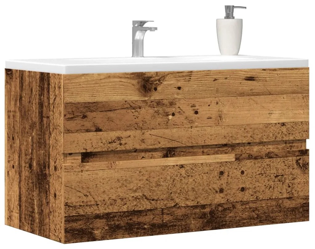 Mobile Pensile Da Bagno Legno Antico 80x38,5x45cm İn Truciolato /