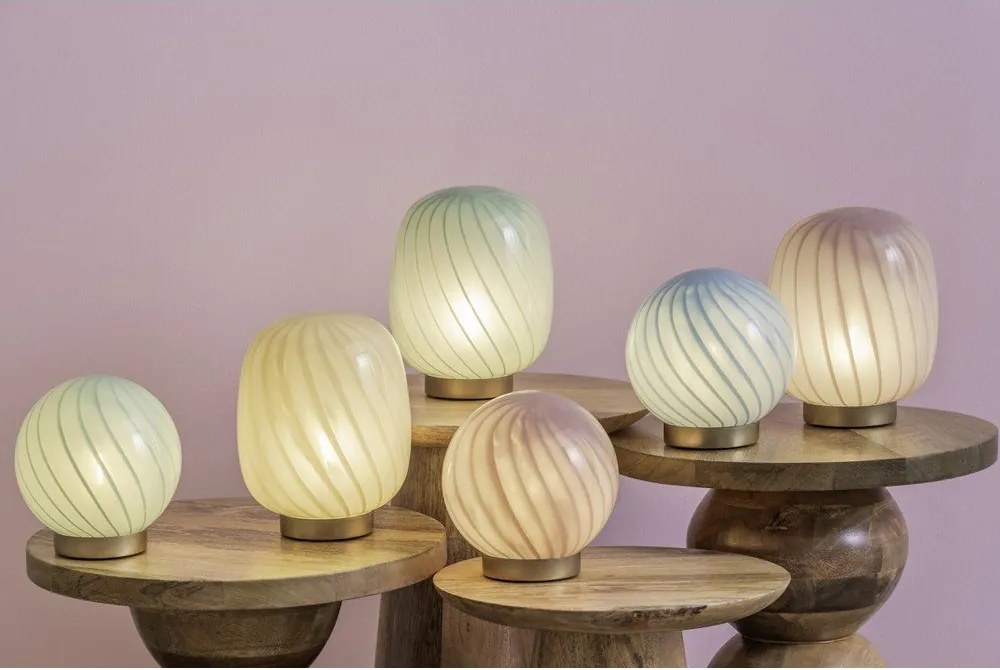 Lampada da tavolo giallo chiaro con paralume in vetro (altezza totale 17 cm) Summer Globe – Leitmotiv