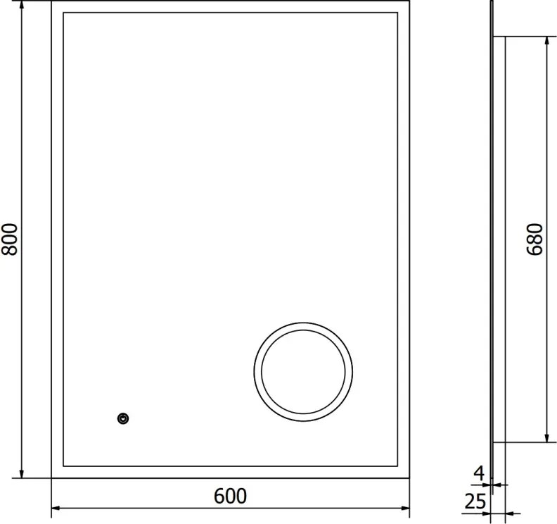 Mexen Kala specchio da bagno retroilluminato con specchietto cosmetico 60 x 80 cm, LED 6000K, anti-appannamento