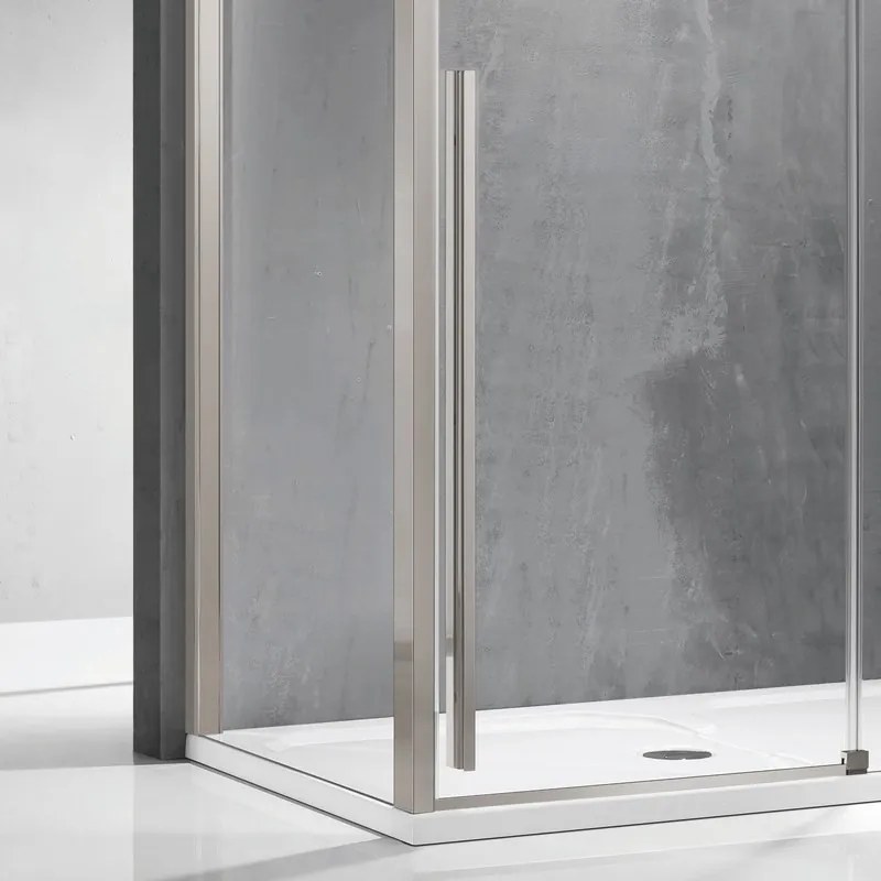 Kamalu - Cabina doccia 90x140 scorrevole con lato fisso 90 cm finitura acciaio spazzolato | KSA5000AS