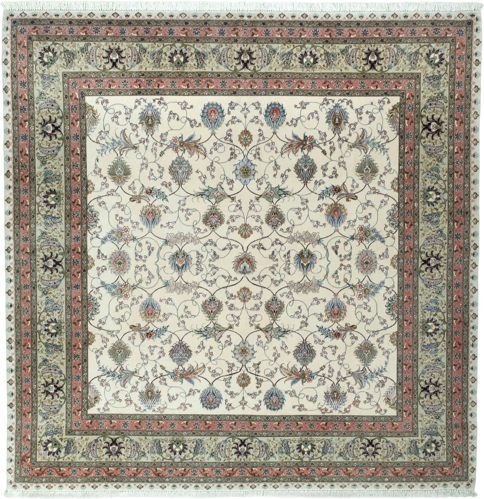Tabriz Tappeto 250 x 250 Beige (Iran) Annodato A Mano