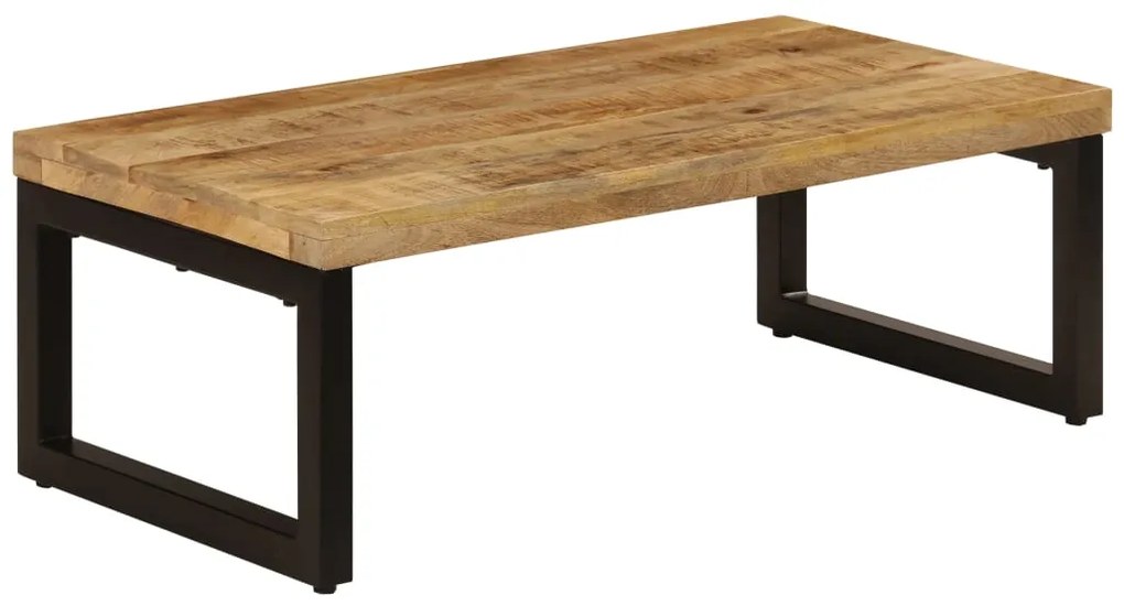 Tavolino Da Salotto 100x50x35 Cm Legno Massello Mango E Acciaio /