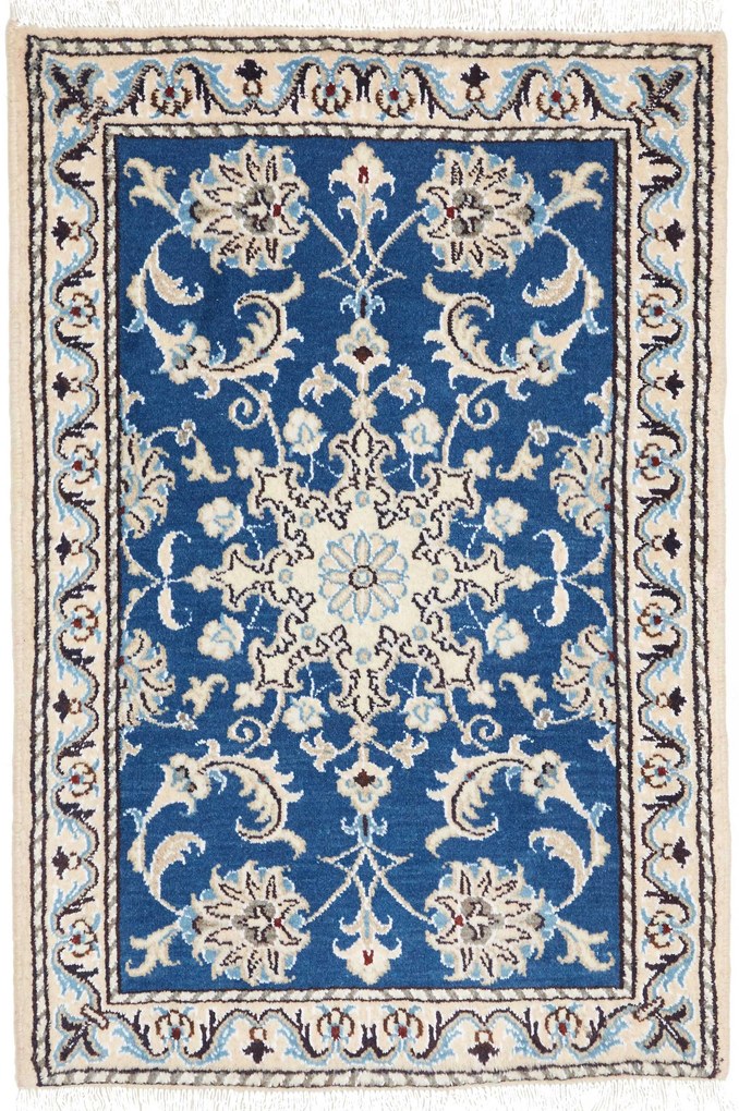 Nain Tappeto persiano 90 x 60 Blu (Iran) Annodato A Mano