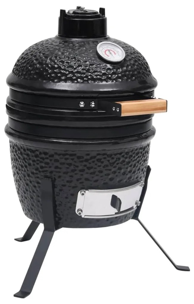 Barbecue Affumicatore 2 İn 1 Kamado İn Ceramica 56 Cm Nero /