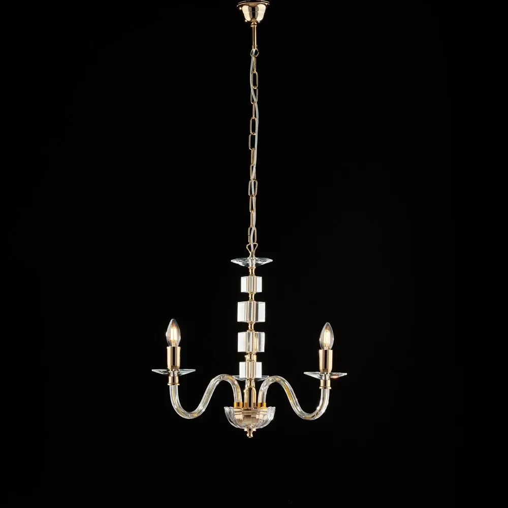 Lampadario Contemporaneo Franz Cristallo Oro 3 Luci E14