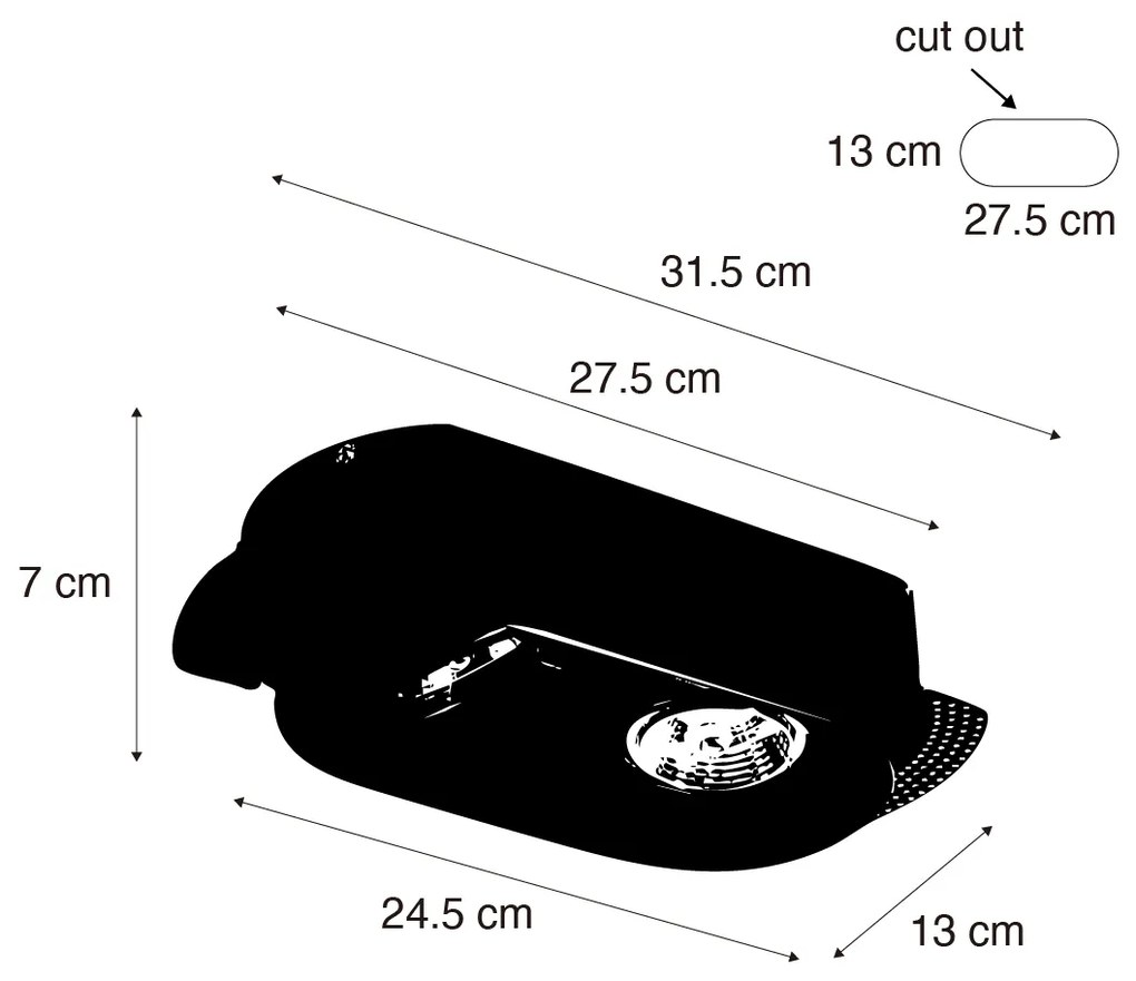 Set di 6 faretti da incasso arrotondati neri GU10 70mm 2-luci - Hubs
