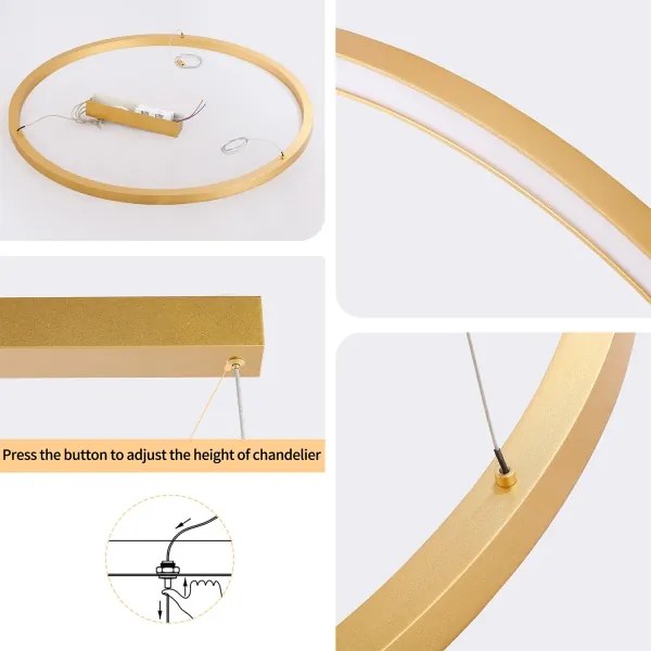 Brilagi - Lampadario LED dimmerabile su cavo PORTOFINO LED/60W/230V Ø 80 cm dorato + telecomando