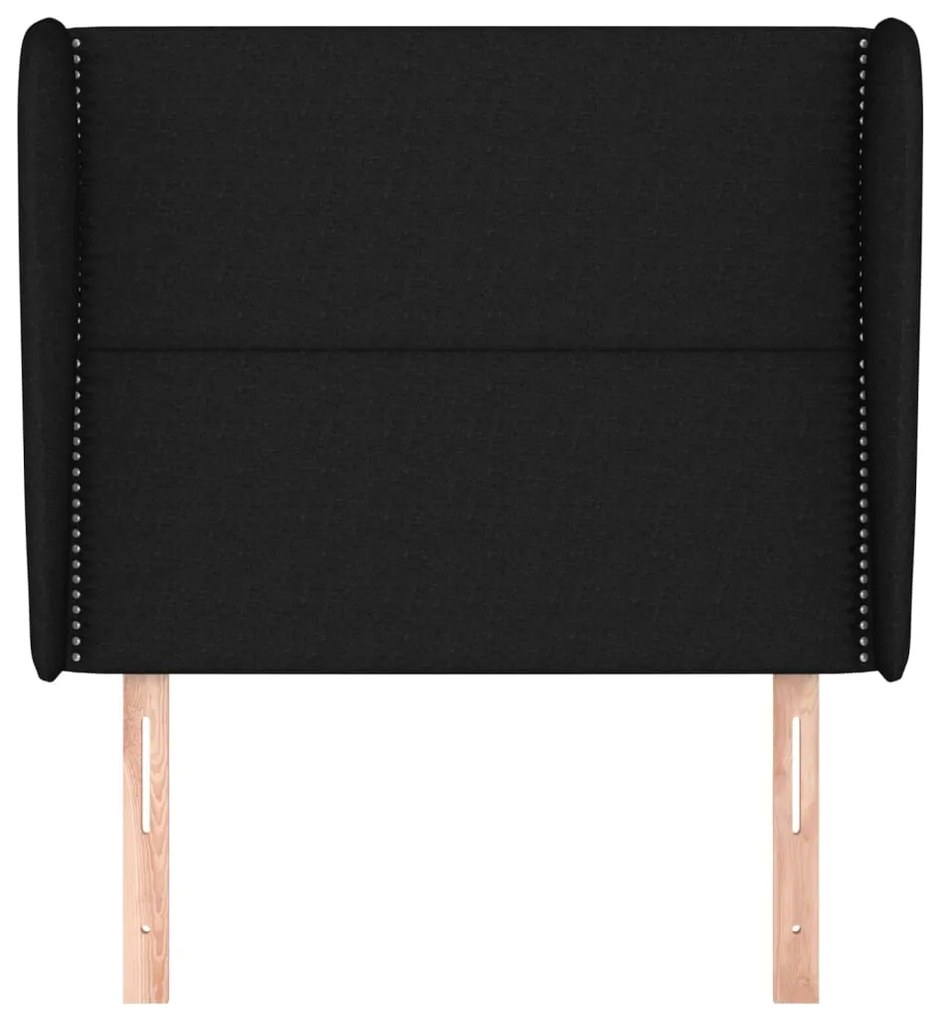 Testiera ad orecchio nera 83x23x118/128 cm in tessuto