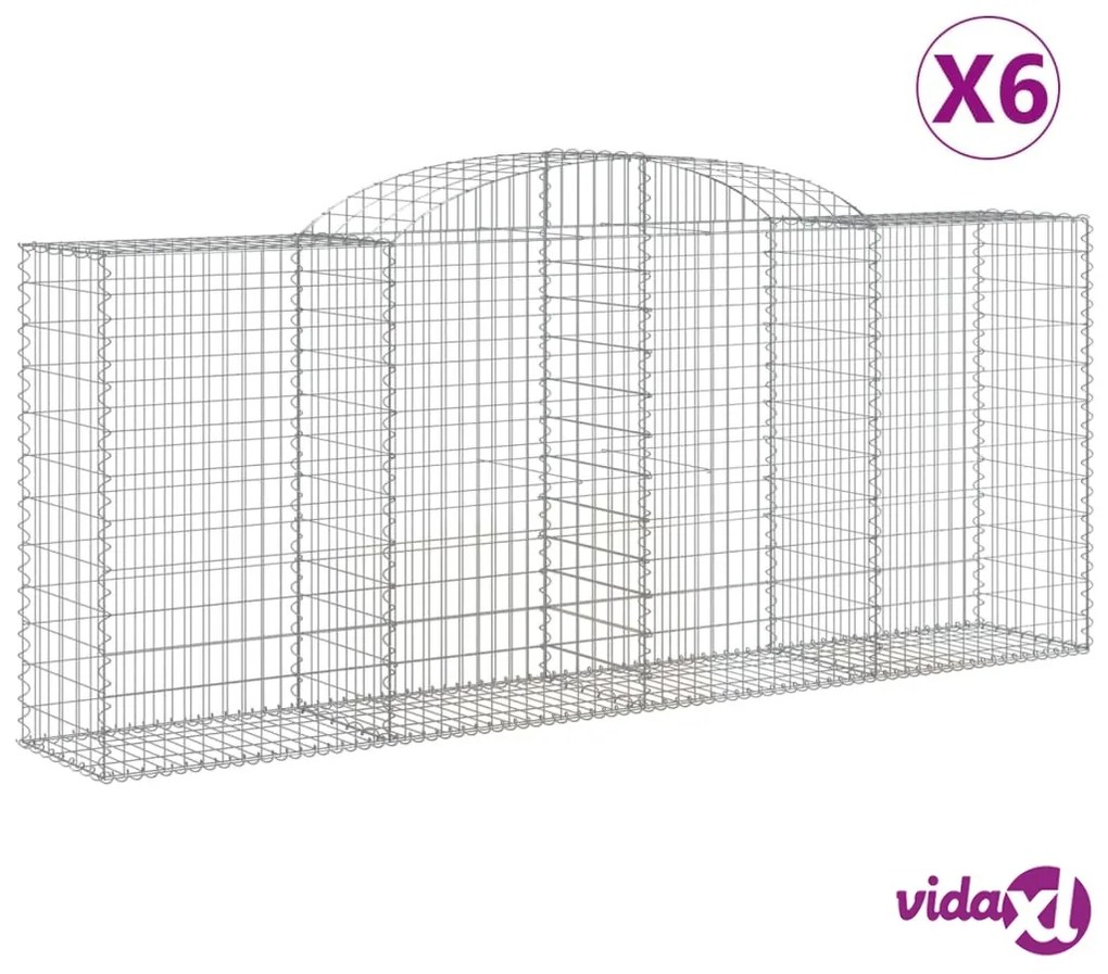 vidaXL Cesti Gabbioni ad Arco 6 pz 300x50x120/140 cm Ferro Zincato