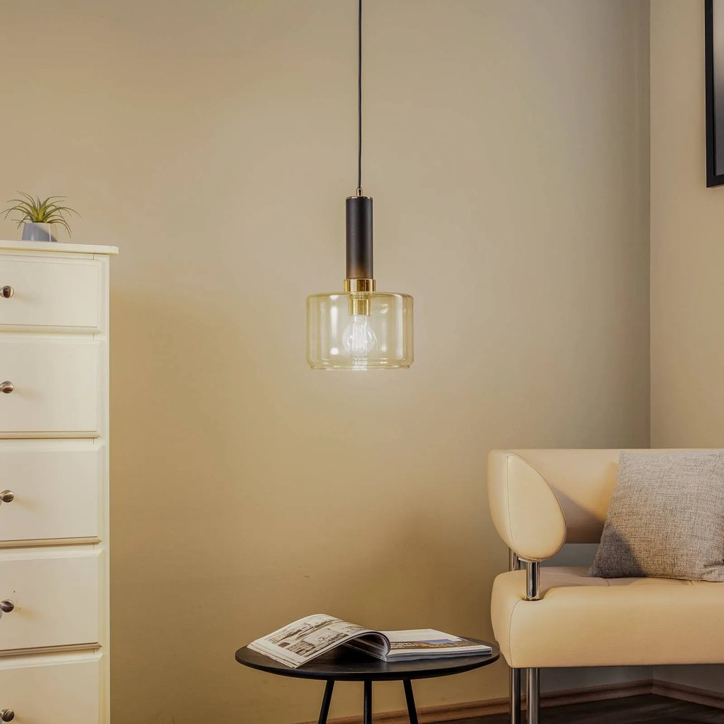 Jupiter Lampada a sospensione Viva, fumo/nero/ottone, a 1 luce