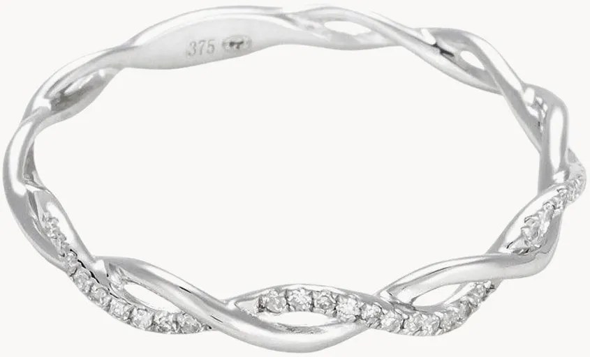 Anello in oro bianco con diamanti Entortillement, 0,06 ct