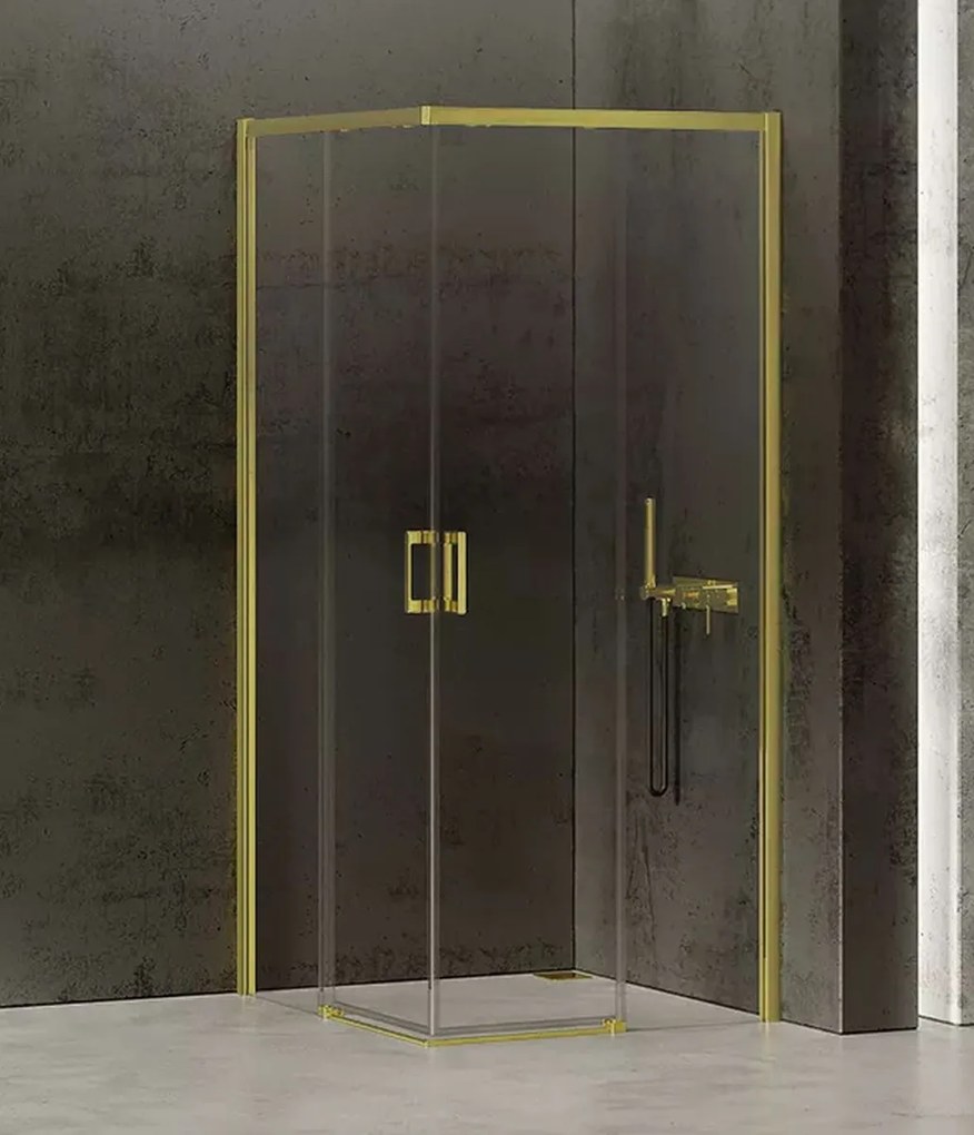 New Trendy Prime Light Gold box doccia 90x80 cm rettangolare oro lucida/vetro trasparente D-0418A/D-0417A