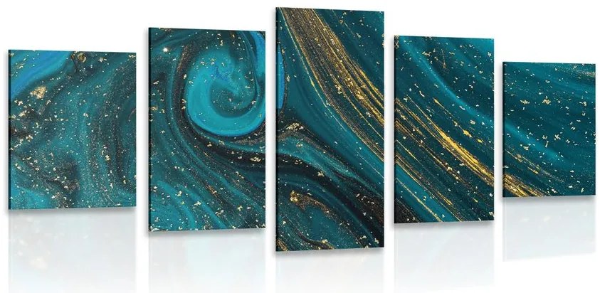 Quadri 5 pezzi – Astrazione smeraldo