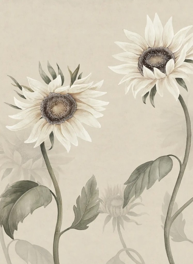 Sandberg Carta da parati panoramica Sunflowers - White