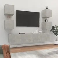 Set di Mobili Porta TV 6 pz Grigio Cemento in Legno Multistrato 3114257