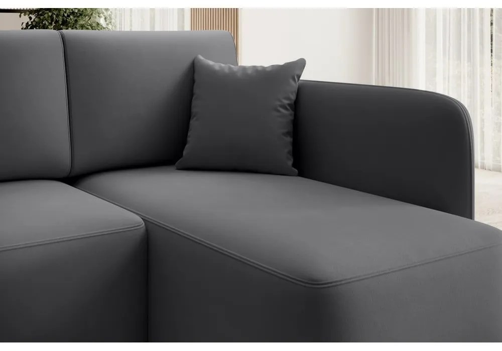 Divano angolare grigio tortora allungabile/con contenitore (con penisola a destra/con chaise lounge) con rivestimento in velluto Hadson – ELTAP