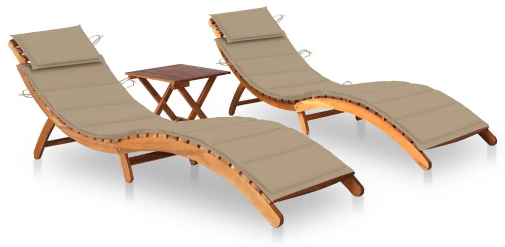 Lettini Prendisole 2 Pz Con Tavolo E Cuscini İn Legno Dacacia /