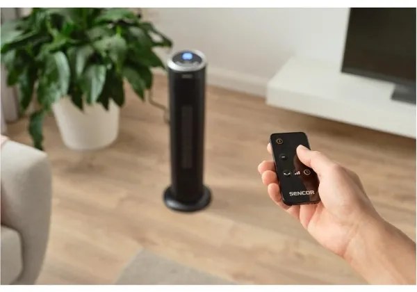 Sencor - Ventilatore con elemento riscaldante ceramico 1300/2200W/230V nero + telecomando