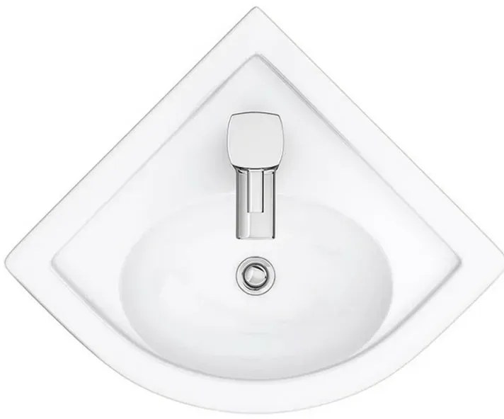 Lavabo angolare sospeso 44x36 cm salvaspazio in ceramica bianca lucida
