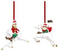 Elfo con cavallo addobbo per albero 11 cm assortito