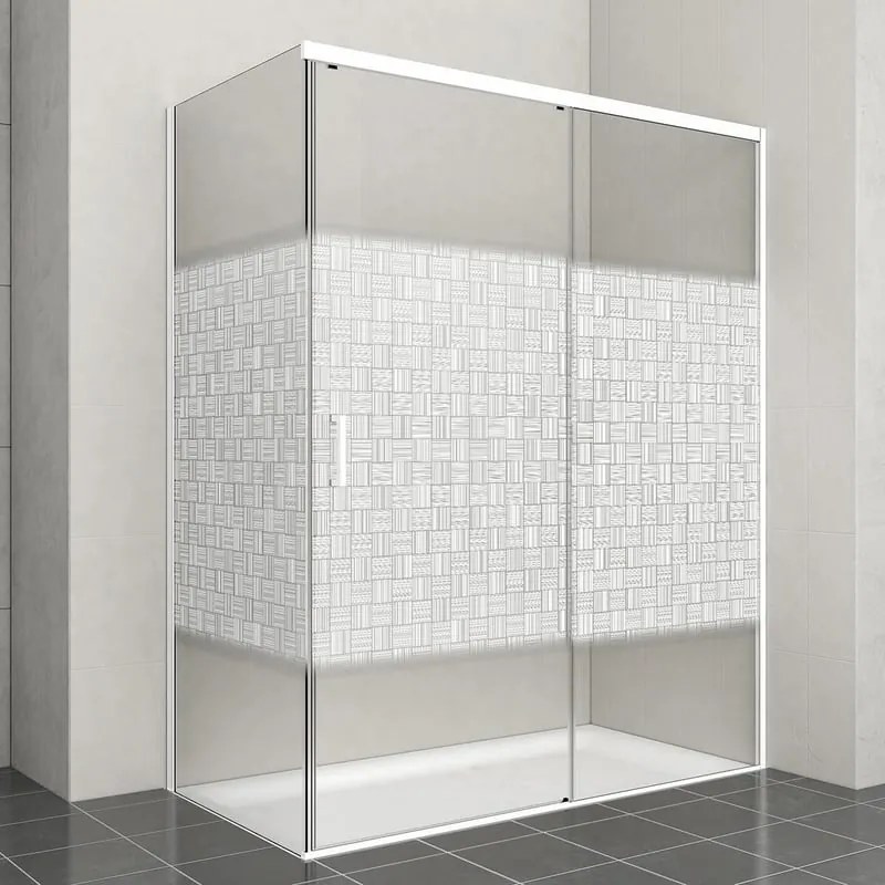 Porta doccia scorrevole Jazz, L 158-159.5 cm x H 200 cm x SP 6 mm, profilo bianco, vetro smerigliato