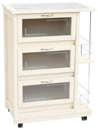 Carrello con ante a ribalta e portabottiglia LANDHELL Avorio