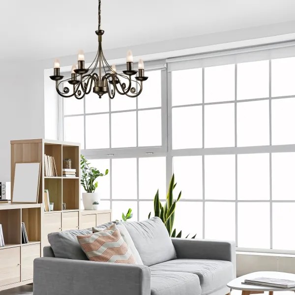 Lampadario a sospensione con catena DONATO 6xE14/40W/230V