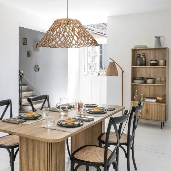 Atmosphera - Lampada con piedistallo PALM 1xE27/60W/230V bambù/canapa