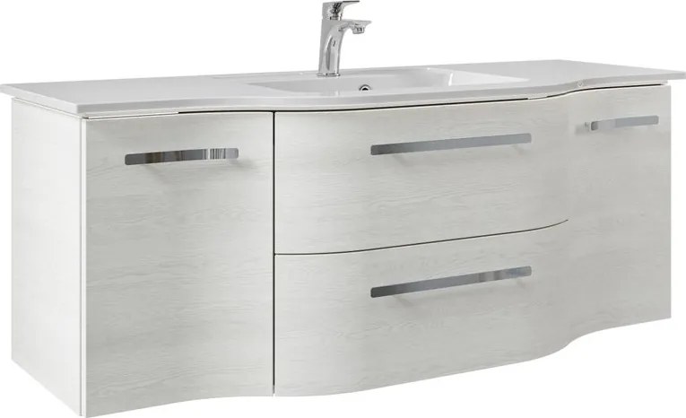 Mobile da bagno sospeso Contea di Pelipal L 126 x H 48 x P 49.5 cm rovere bianco, 2 cassetti 2 ante