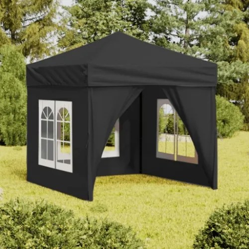 Tenda per Feste Pieghevole con Pareti Laterali Antracite 2x2 m