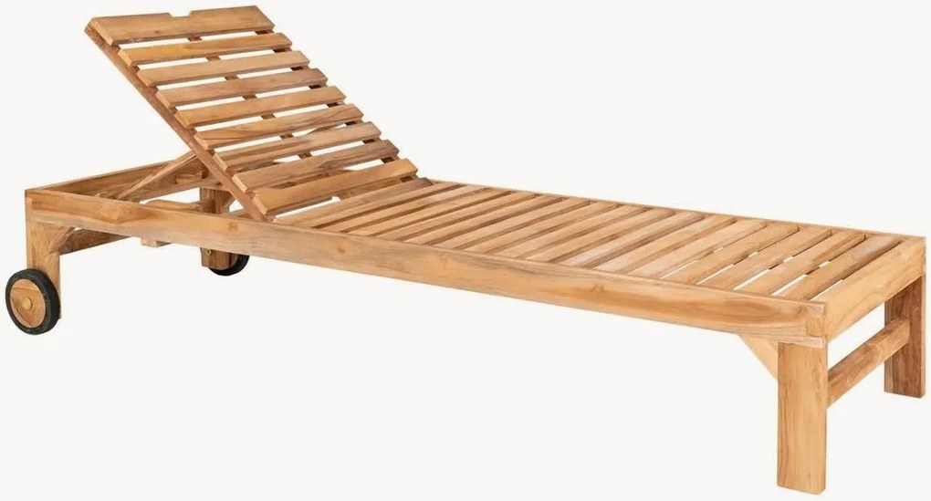 Lettino prendisole in legno di teak Andorra con ruote