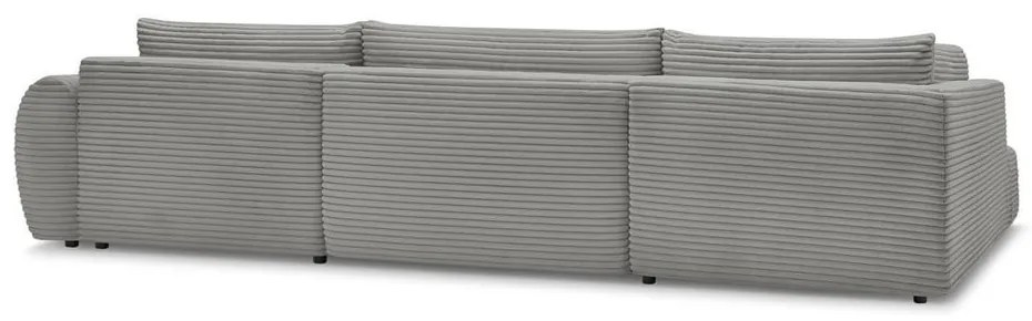 Divano angolare grigio scuro allungabile/con contenitore (con penisola a sinistra/a U) con rivestimento in velluto a coste Lucien – Bobochic Paris