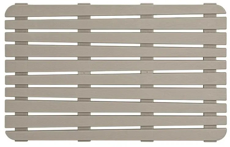 Pedana doccia antiscivolo 80x50 cm tortora con effetto legno in plastica