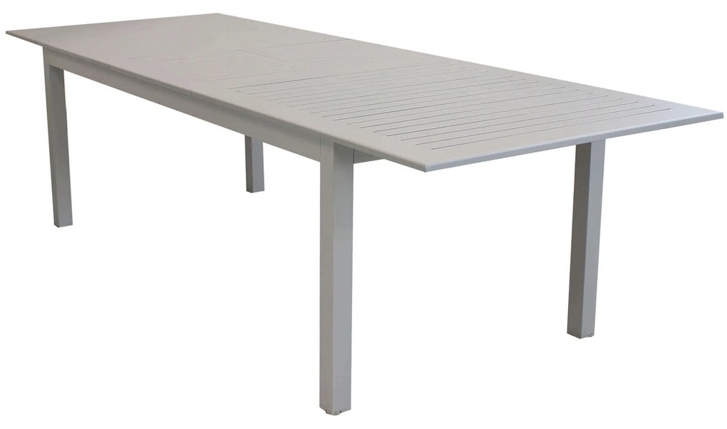 ARGENTUM - set tavolo in alluminio cm 220/280 x 100 x 75 h con 10 poltrone Aulus