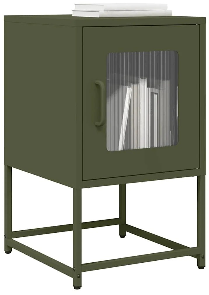 Comodino Verde Oliva 36x39x60,5 Cm İn Acciaio Laminato A Freddo /