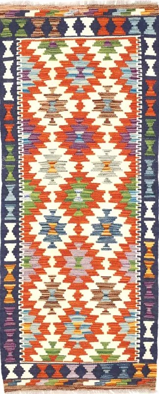 Kilim Tappeto 60x150 Rosso (Afghanistan) Tessuto A Mano