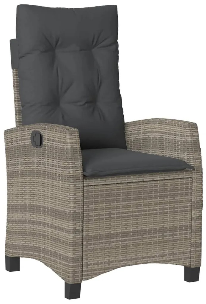 Set da pranzo da giardino 5 pz con cuscini in polyrattan grigio