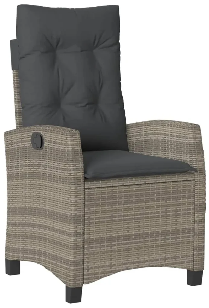 Set da pranzo da giardino 5 pz con cuscini in polyrattan grigio