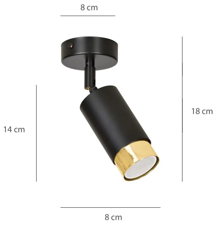 Lampada da soffitto e parete in Acciaio HIRO GU10 Colore del corpo Nero e Oro