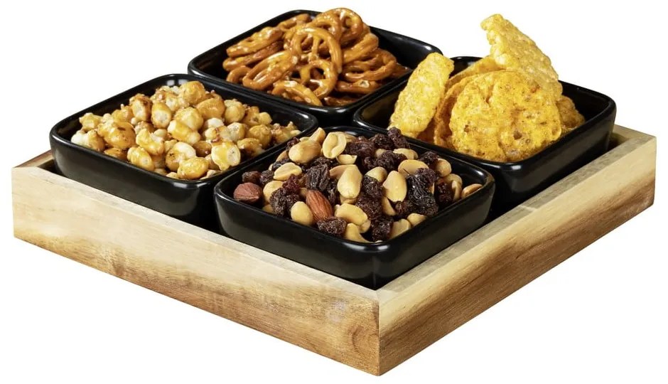 Set di 4 ciotole da portata in ceramica nera con vassoio Elo - Wenko