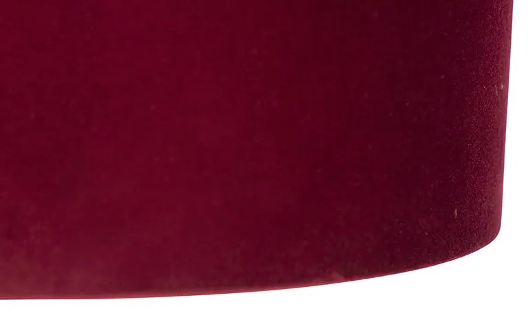 Lampada a sospensione nera con paralume in velluto rosso con oro 35 cm - Blitz