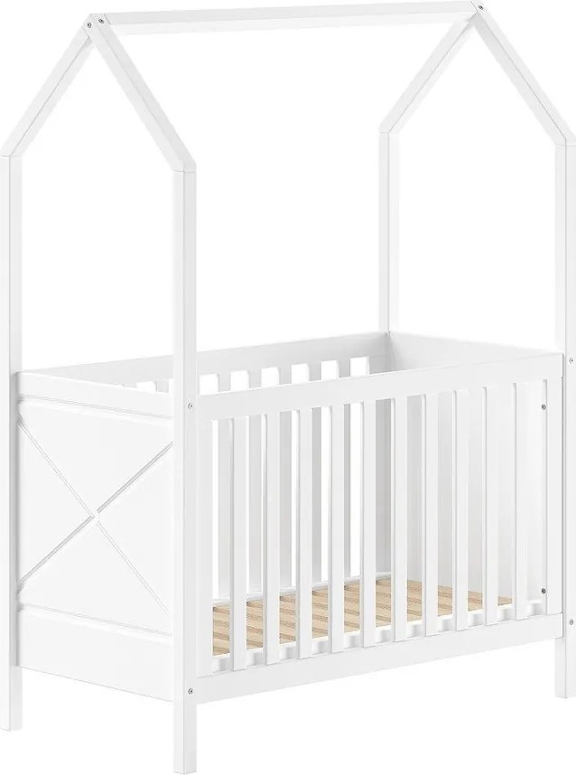 Lettino bianco in pino massiccio con altezza regolabile 60x120 cm Scott – Vipack