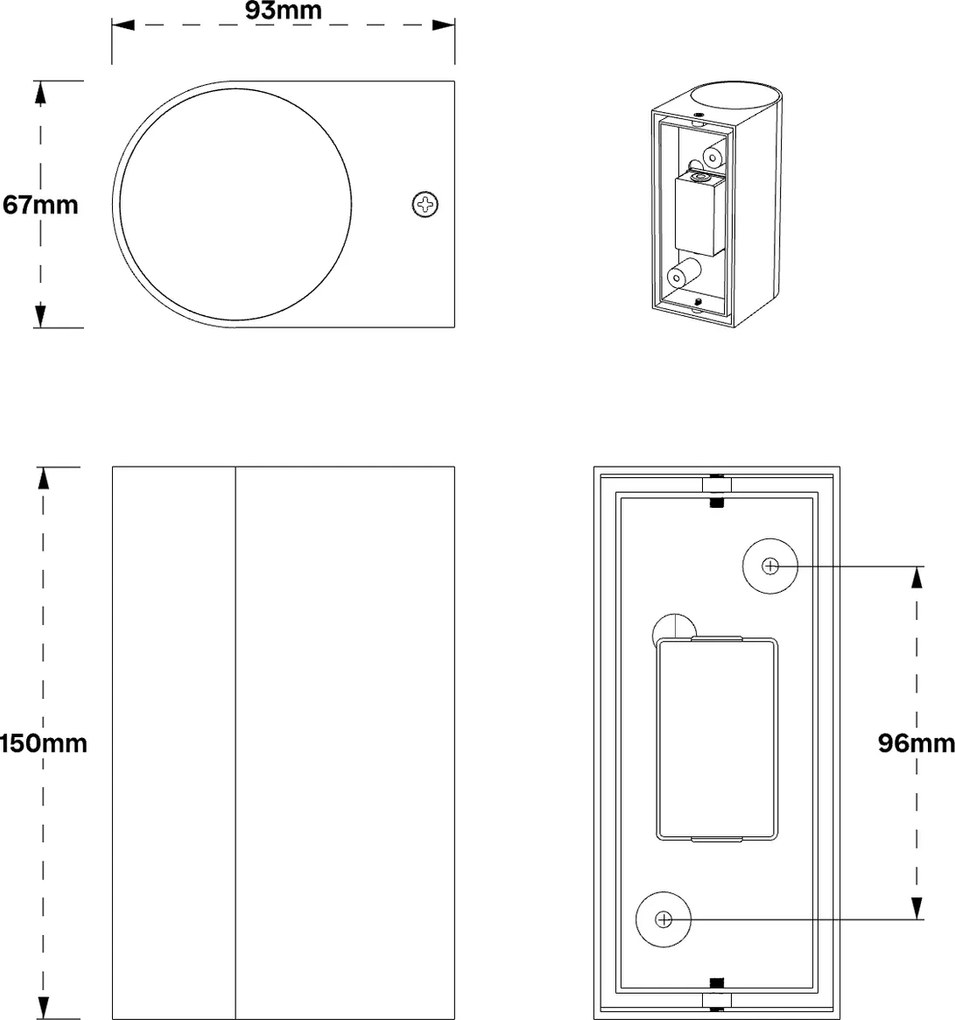 Applique da Esterno Bidirezione IP65 GU10 Stondata - Nera