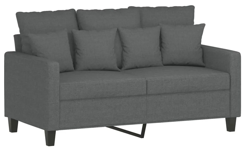 Set di divani 2 pz con cuscini grigio scuro in tessuto