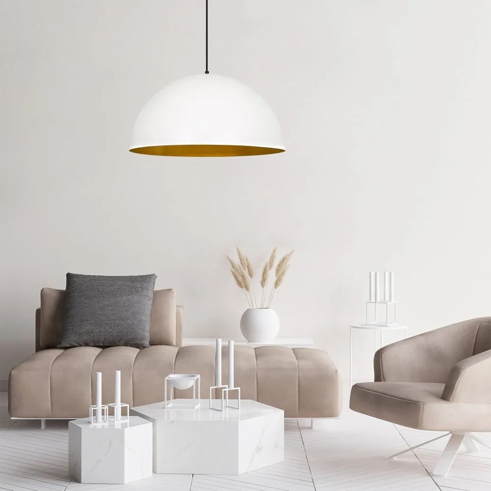 Lampadario bianco con paralume in metallo ø 60 cm Sivani – Opviq lights