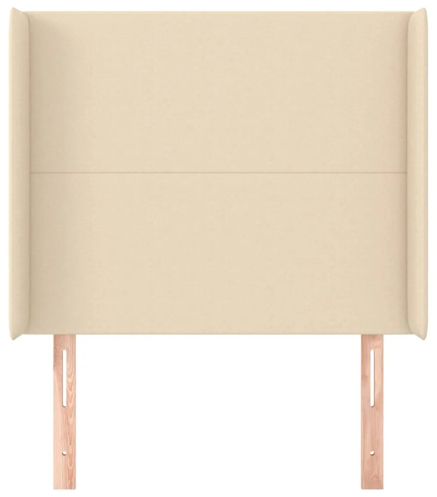 Testiera ad orecchio crema 93x16x118/128 cm in tessuto