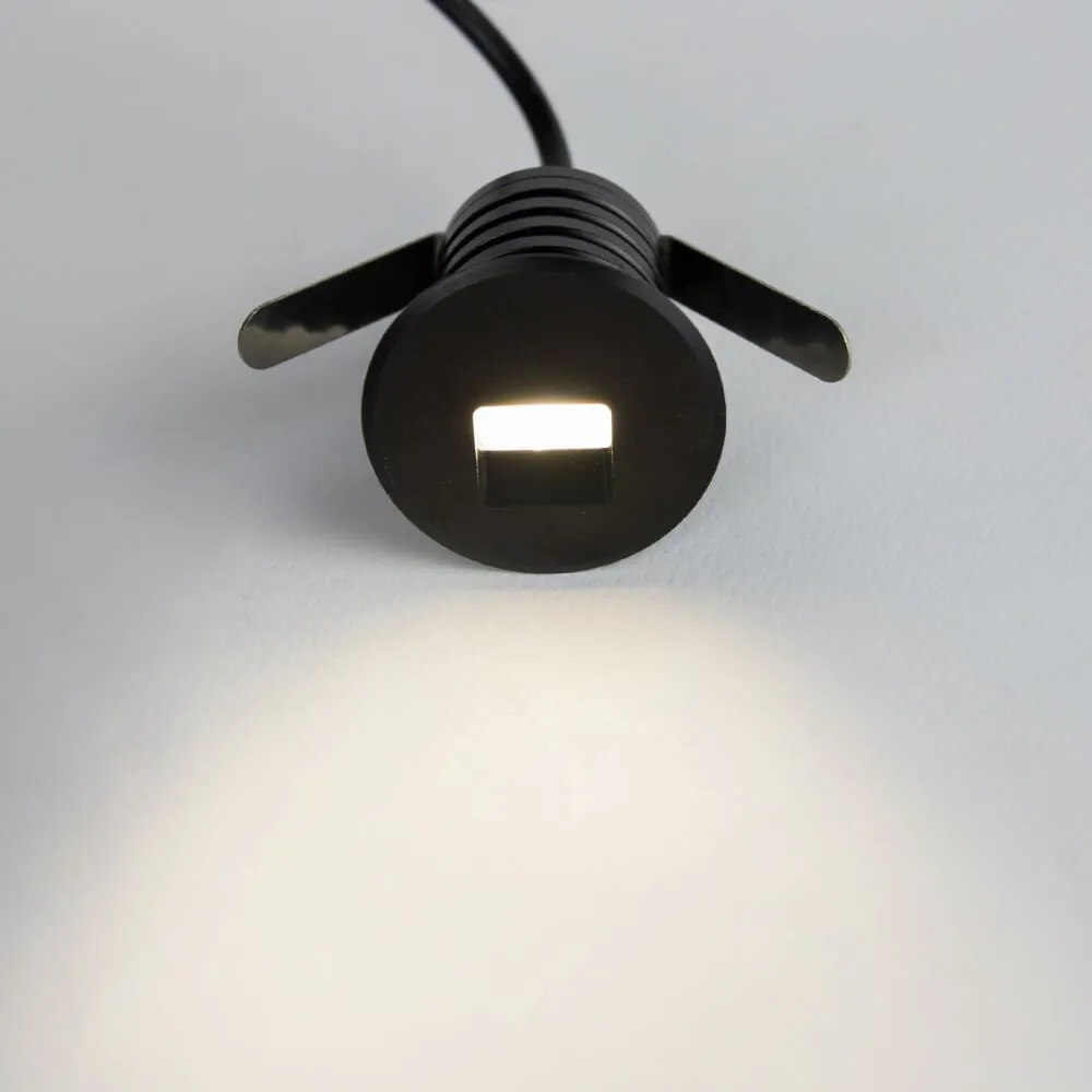 Faretto LED Nero 1W  IP67 Professional LED OSRAM - per Gradini Colore  Bianco Caldo 2.700K